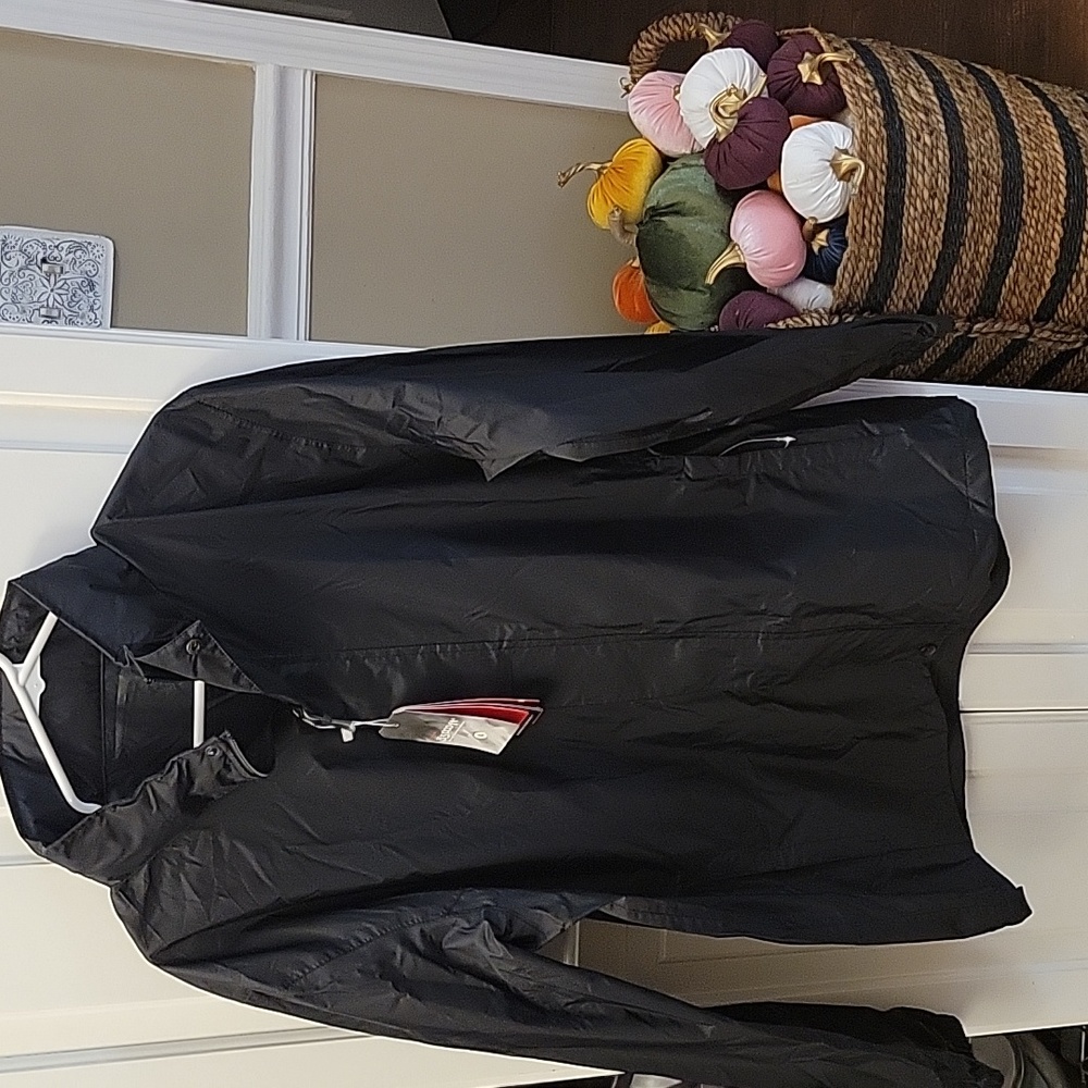 33,000ft packable black waterproof nylon rain jacket lightweight sz Large NEW…